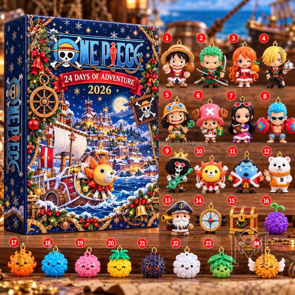 One Piece advent calendar showing nautical side panel and decorated front