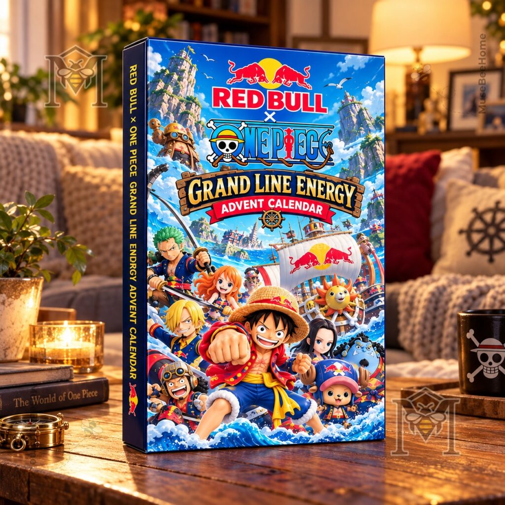 One Piece x Red Bull Advent Calendar 2026 – Front box artwork One Piece x Red Bull Advent Calendar 2026 - front box artwork