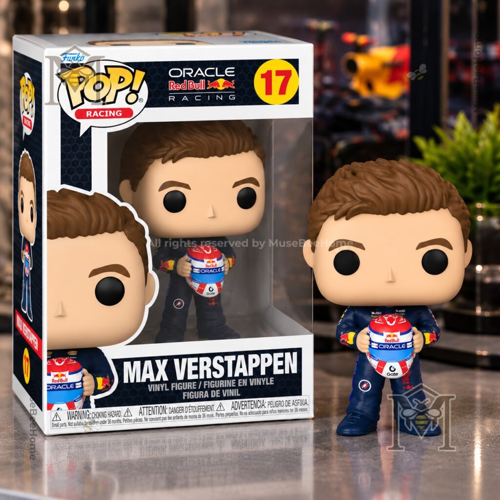 Oracle Red Bull Racing Max Verstappen Funko Pop – Boxed figure with helmet detail Oracle Red Bull Racing Max Verstappen Funko Pop - boxed figure with helmet detail