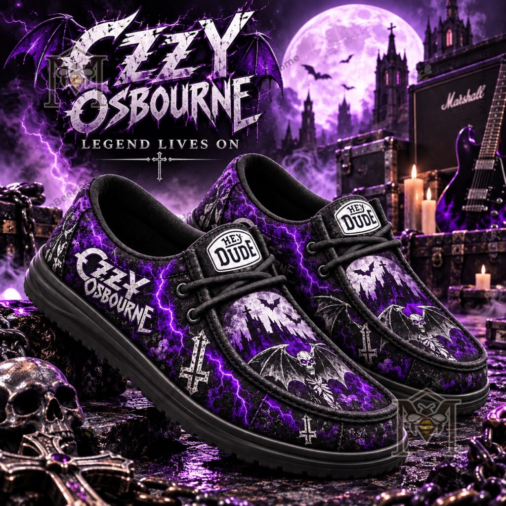 Ozzy Osbourne Legend Lives On Gothic Cross Loafer Shoes - angled pair view