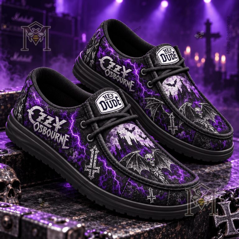 Ozzy Osbourne Legend Lives On Gothic Cross Loafer Shoes - front shoe graphic close-up
