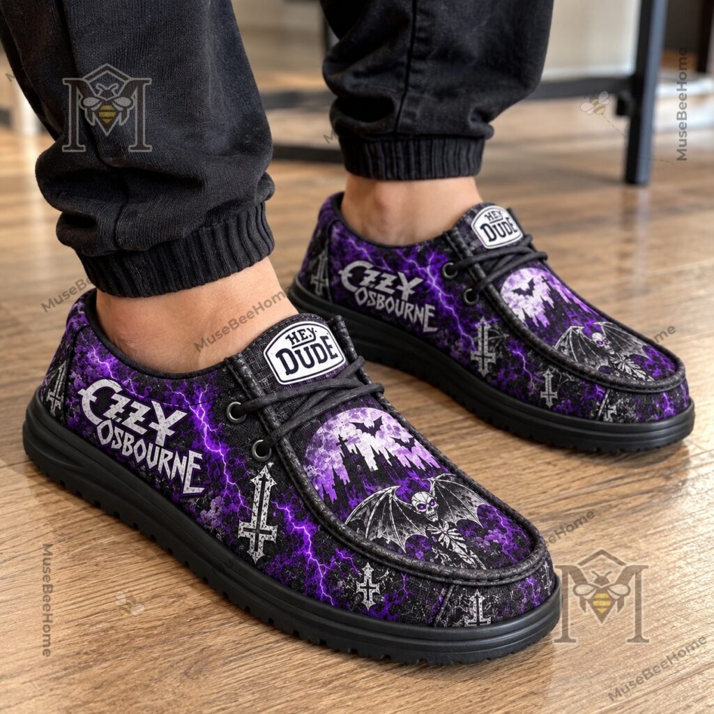 Ozzy Osbourne Legend Lives On Gothic Cross Loafer Shoes - tongue patches and laces