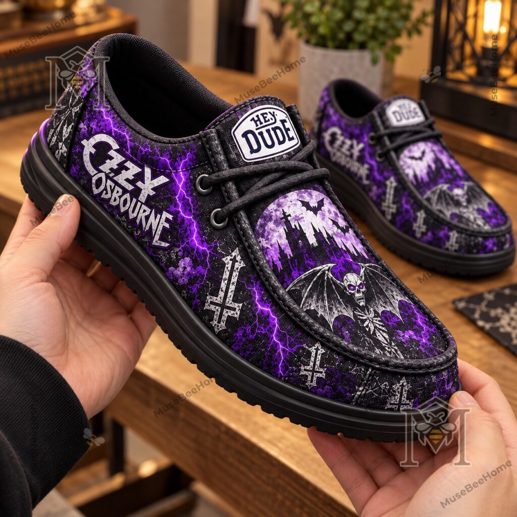 Ozzy Osbourne Legend Lives On Gothic Cross Loafer Shoes - gothic cross and skull details