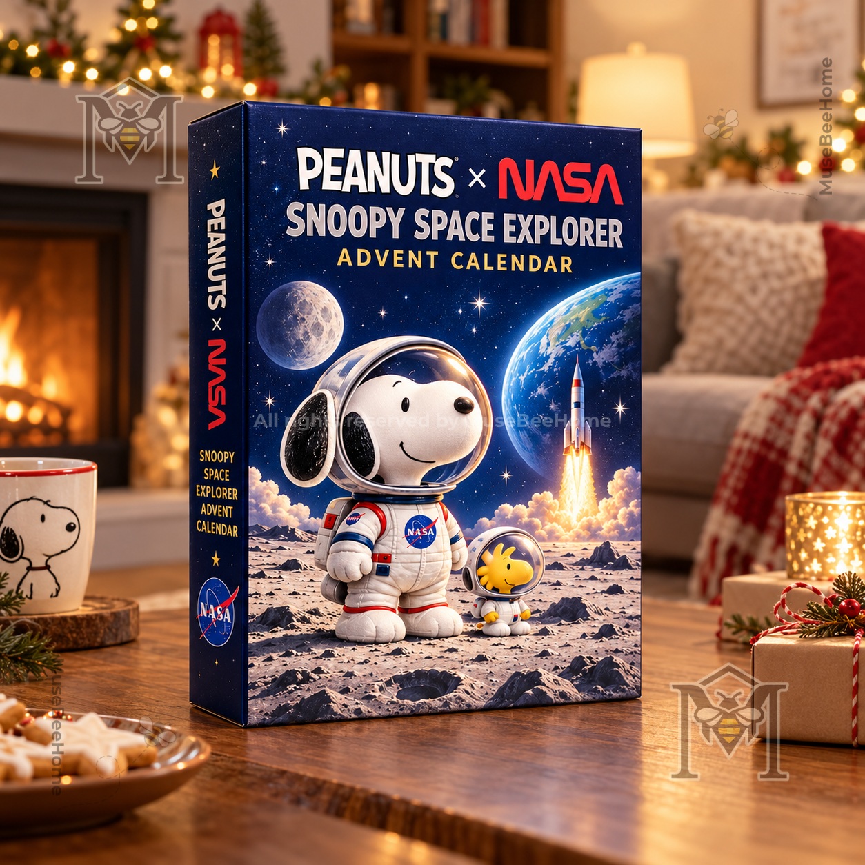 Peanuts Snoopy NASA Advent Calendar - front and side view of illustrated box