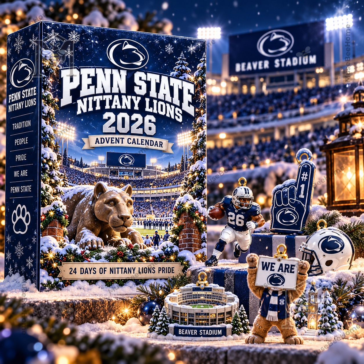Penn State Nittany Lions 2026 Advent Calendar - front box with snowy stadium artwork