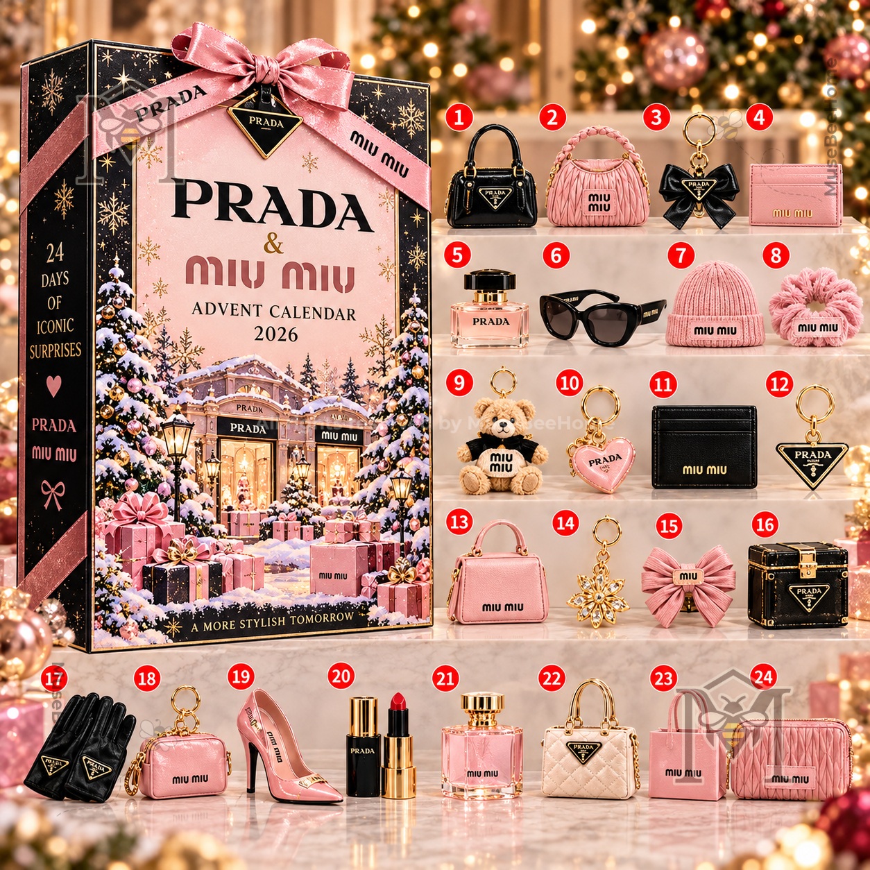 Prada & Miu Miu Advent Calendar 2026 - front box and numbered contents