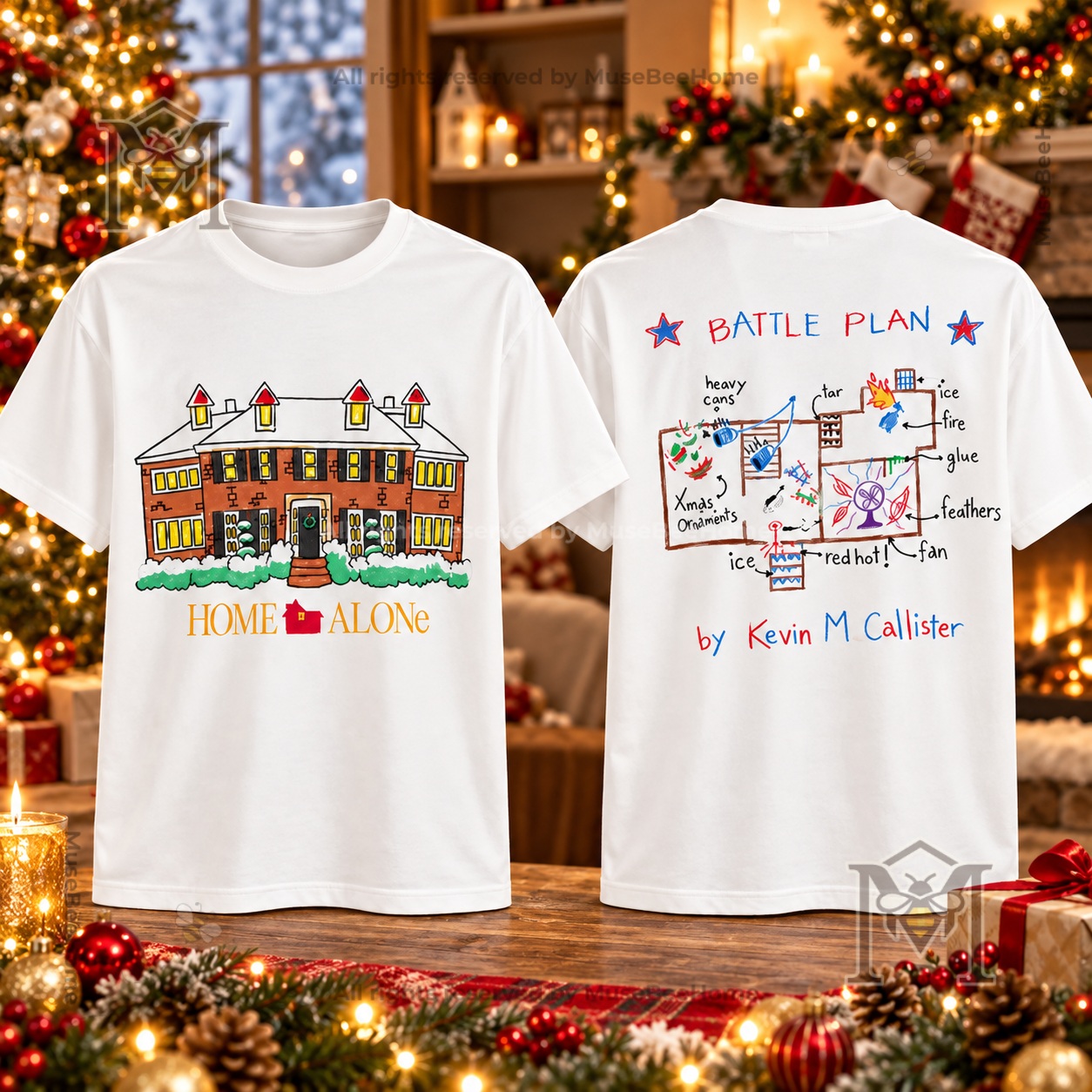 Primark Home Alone Kevin McCallister Battle Plan Christmas T-shirt - photo 2