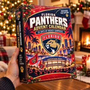 Florida Panthers Advent Calendar - full display with hockey collectibles