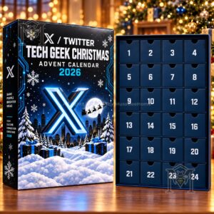 Twitter Tech Geek Christmas 2026 Advent Calendar - side panel with slogan and circuit details