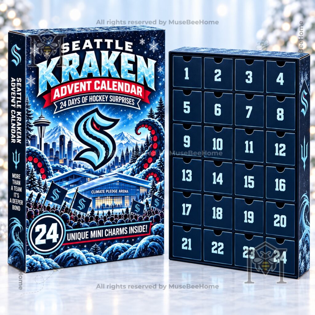 Seattle Kraken Advent Calendar 2026 - hockey character mini charms displayed