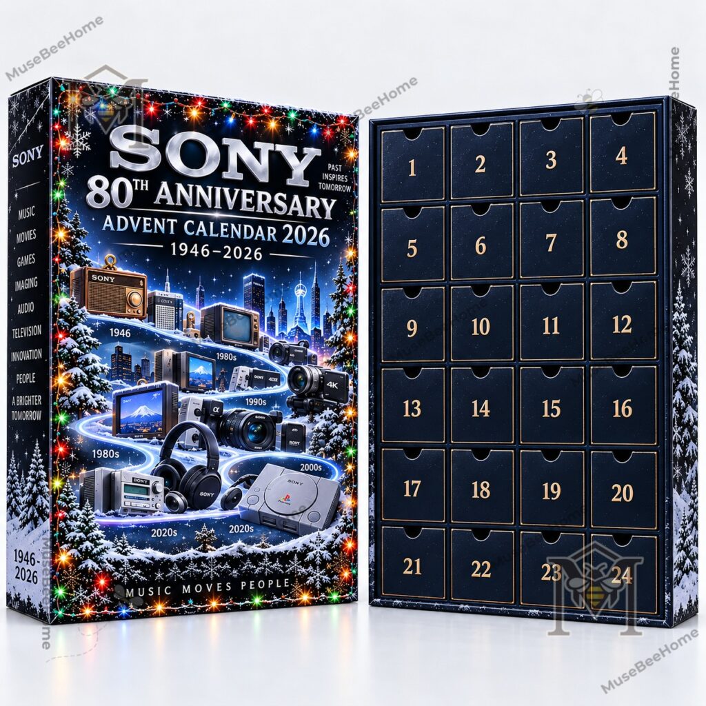 Sony 80th Anniversary Advent Calendar 2026 - lower row showing cameras and gaming devices