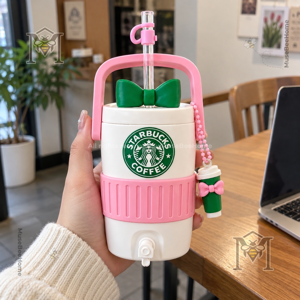 Starbucks Pink Bow Water Dispenser Tumbler - photo 2
