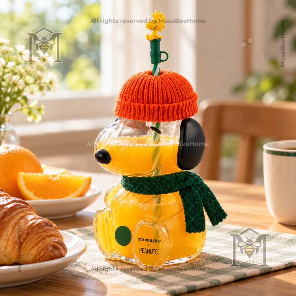 Starbucks Snoopy 3D Shaped Glass Bottle Tumbler - photo 4