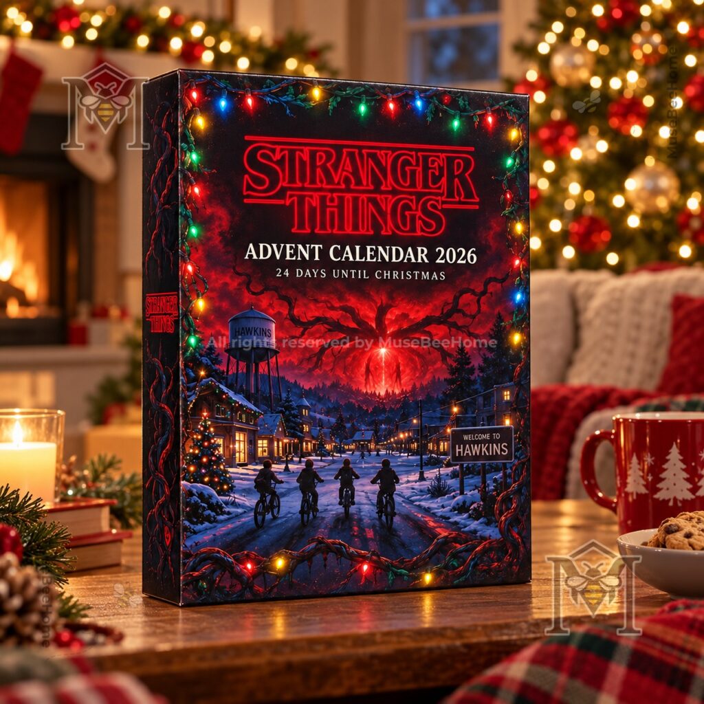 Stranger Things 2026 Advent Calendar – Front angled view Stranger Things 2026 Christmas Countdown Advent Calendar - front angled view