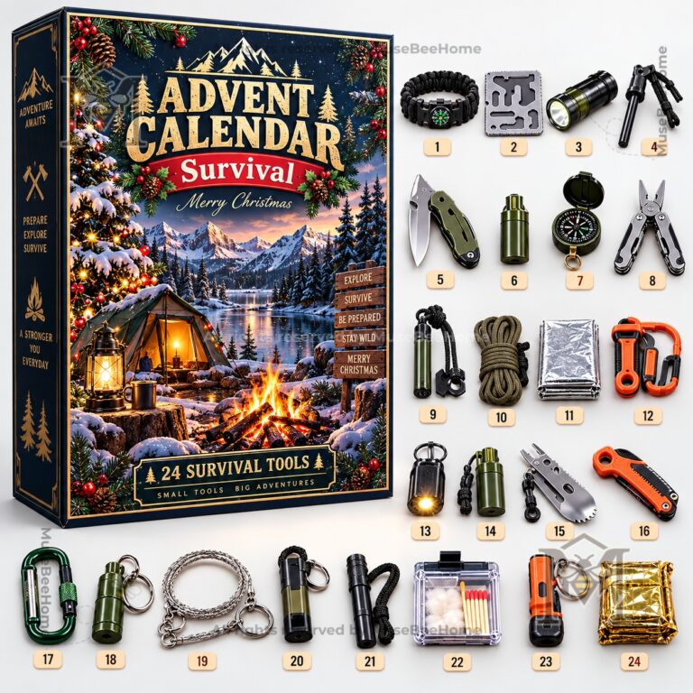 Survival Kit 24-Day Advent Calendar - close-up of survival tools
