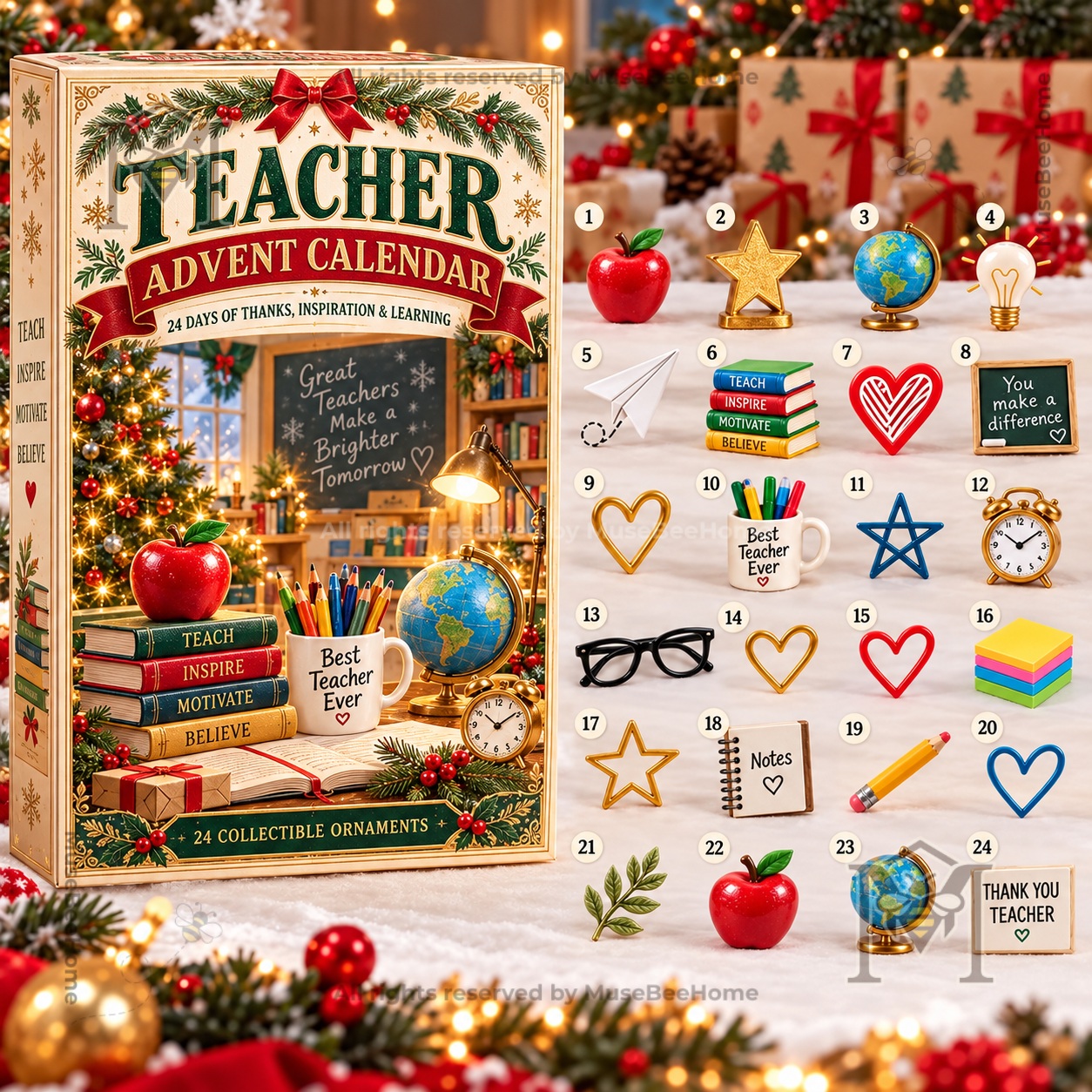 Teacher Advent Calendar 2026 24 Days of Thanks - side panel with teacher words
