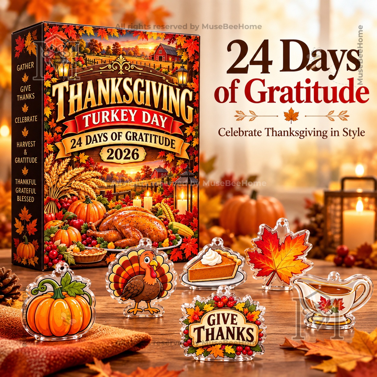 Thanksgiving Turkey Day 2026 Advent Calendar - front packaging with turkey and autumn charms