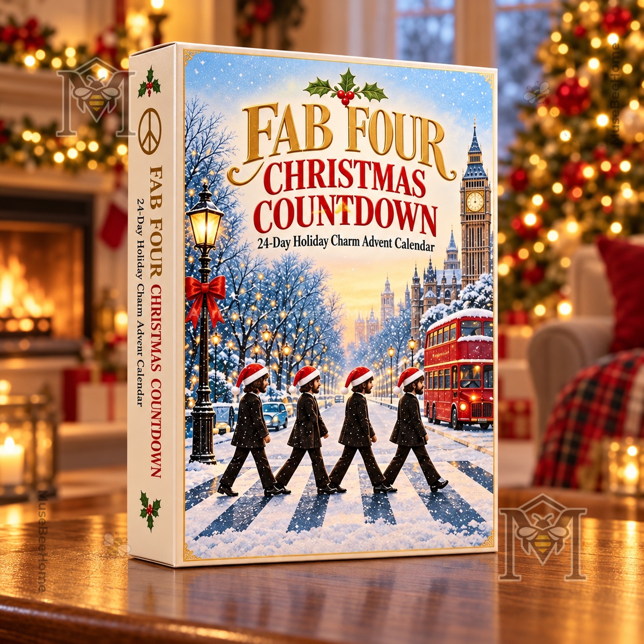 The Beatles Christmas Countdown Advent Calendar - front three-quarter view of illustrated box