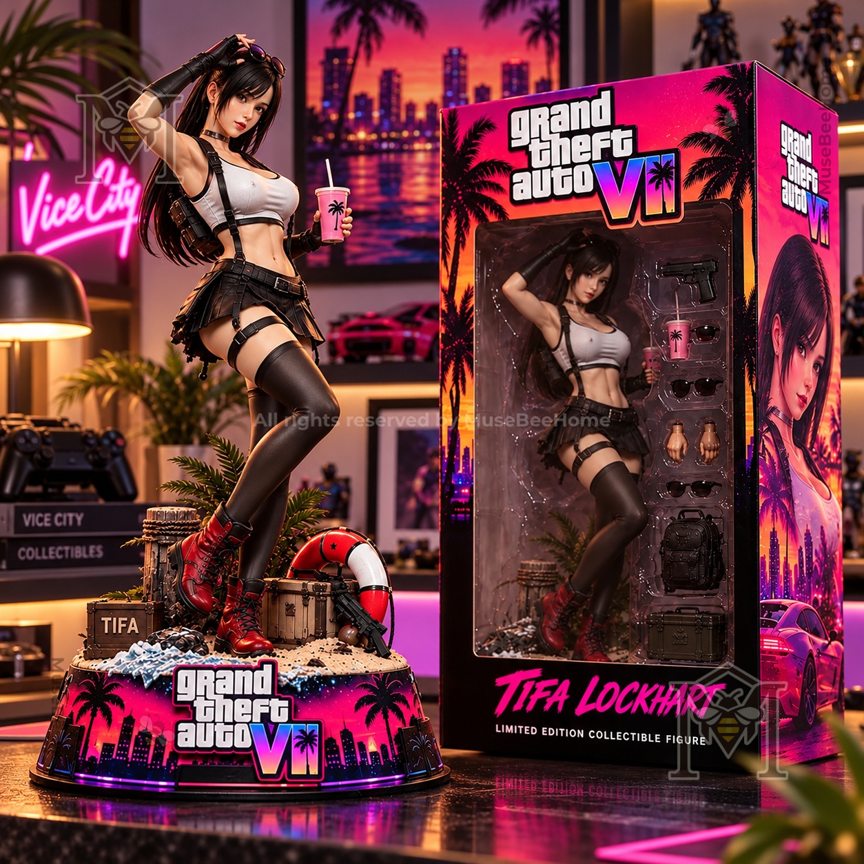 Tifa Lockhart Grand Theft Auto VI Vinyl Figure - figure and front packaging