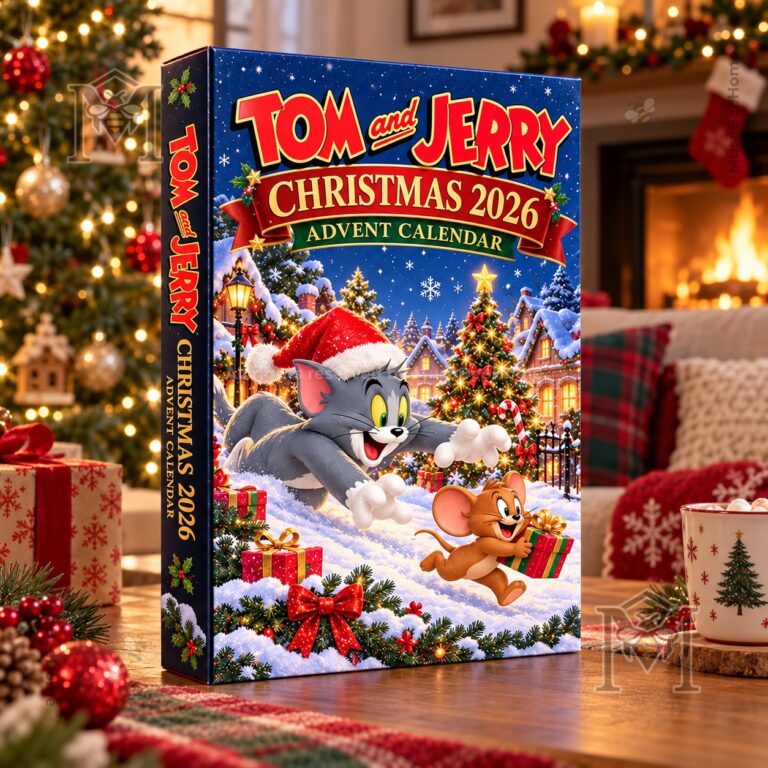 Tom and Jerry Christmas 2026 Advent Calendar - front and side view of decorated box