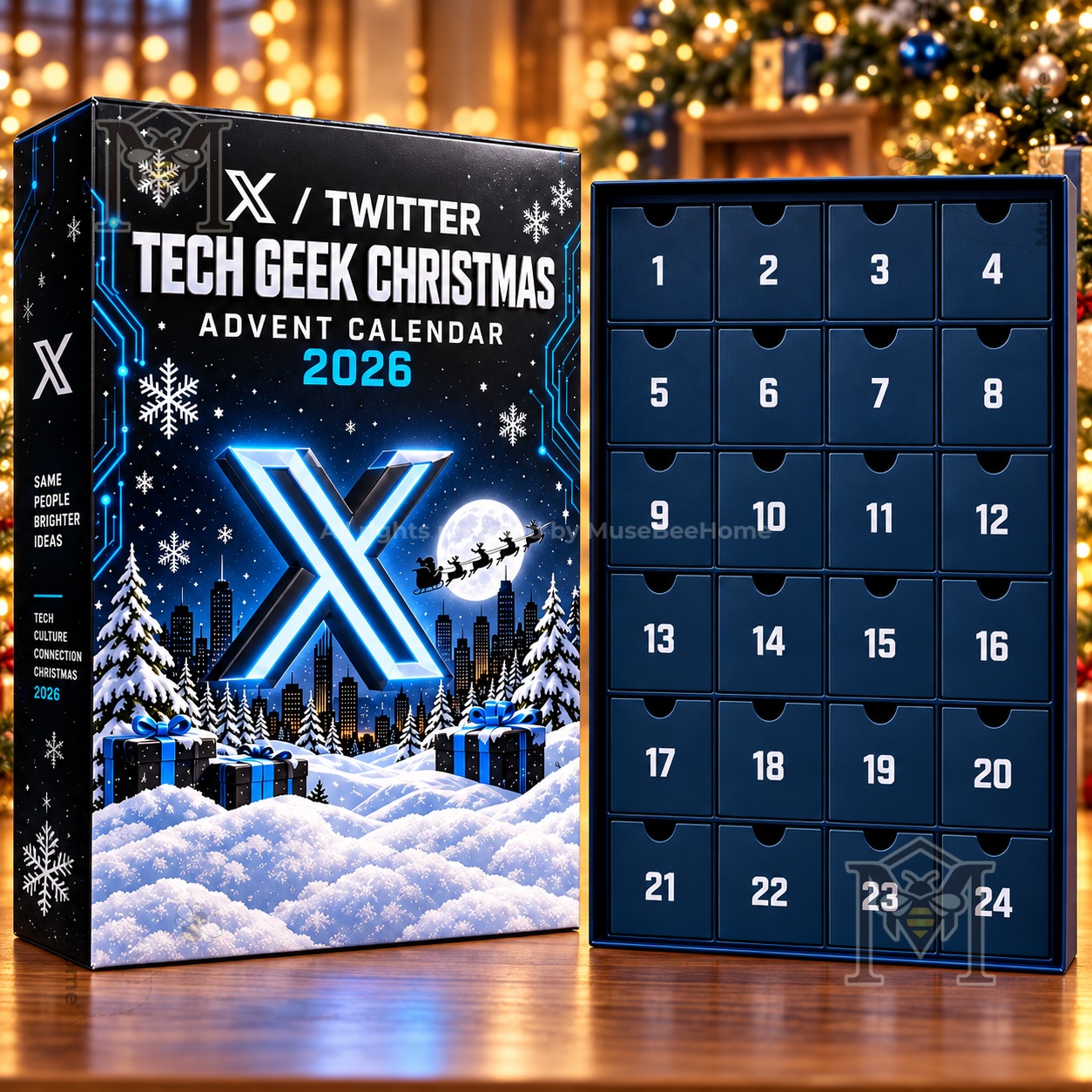 Twitter Tech Geek Christmas 2026 Advent Calendar - side panel with slogan and circuit details