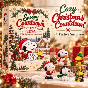 Peanuts Snoopy Advent Calendar Christmas 2026 - front box with Snoopy and Woodstock