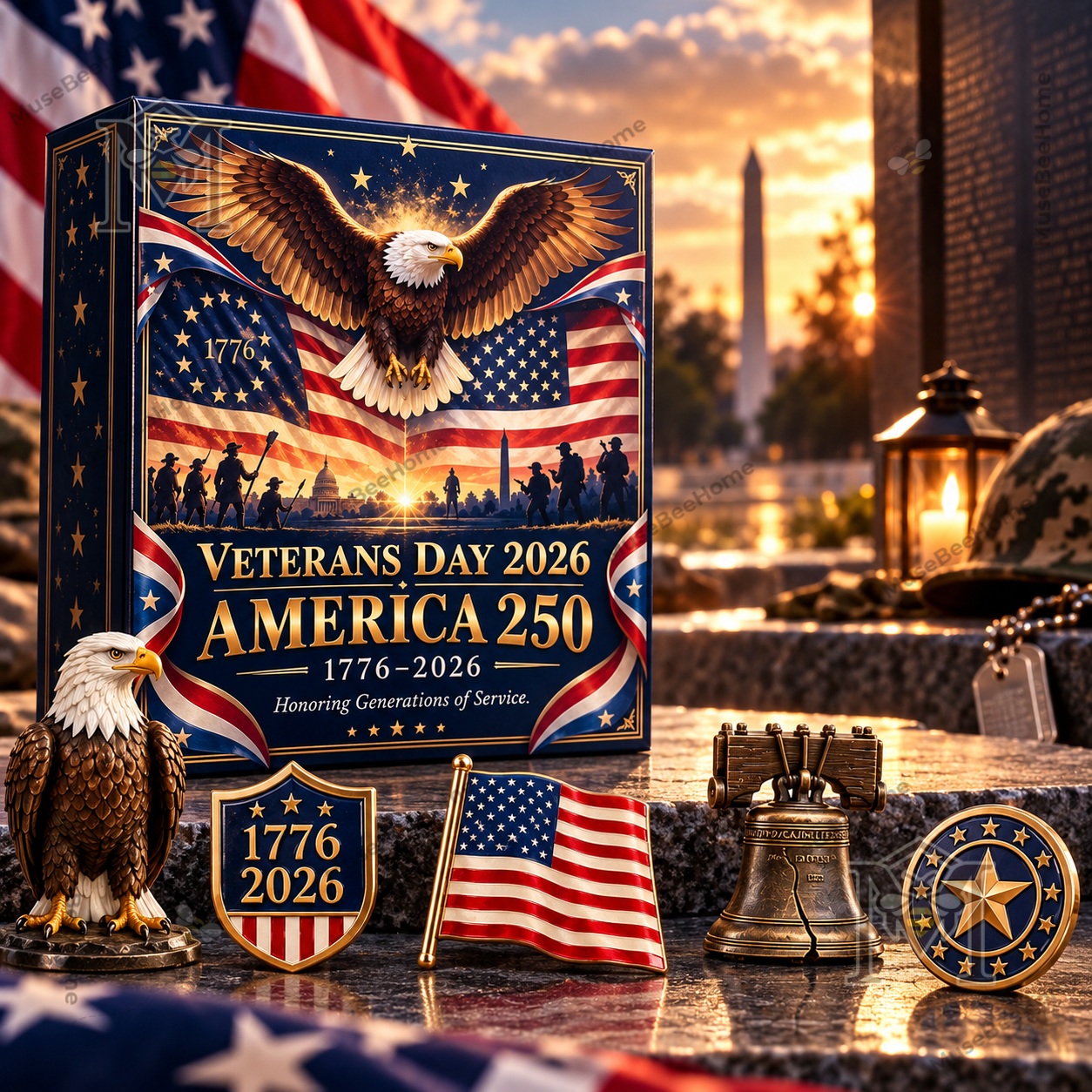 Veterans Day 2026 USA 250th Anniversary Advent Calendar front design