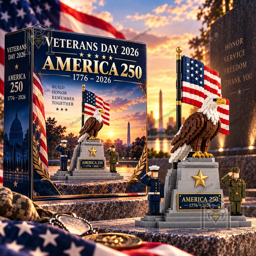 Veterans Day 2026 USA 250th Anniversary Building Block Set – Boxed set and assembled eagle Veterans Day 2026 USA 250th Anniversary Building Block Set - boxed set and assembled eagle