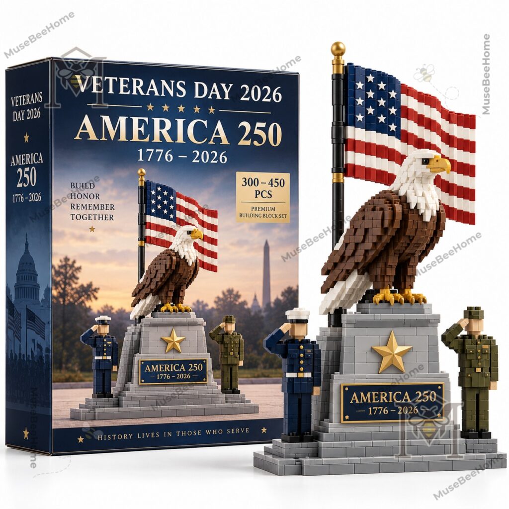 Veterans Day 2026 USA 250th Anniversary Building Block Set - close view of eagle model