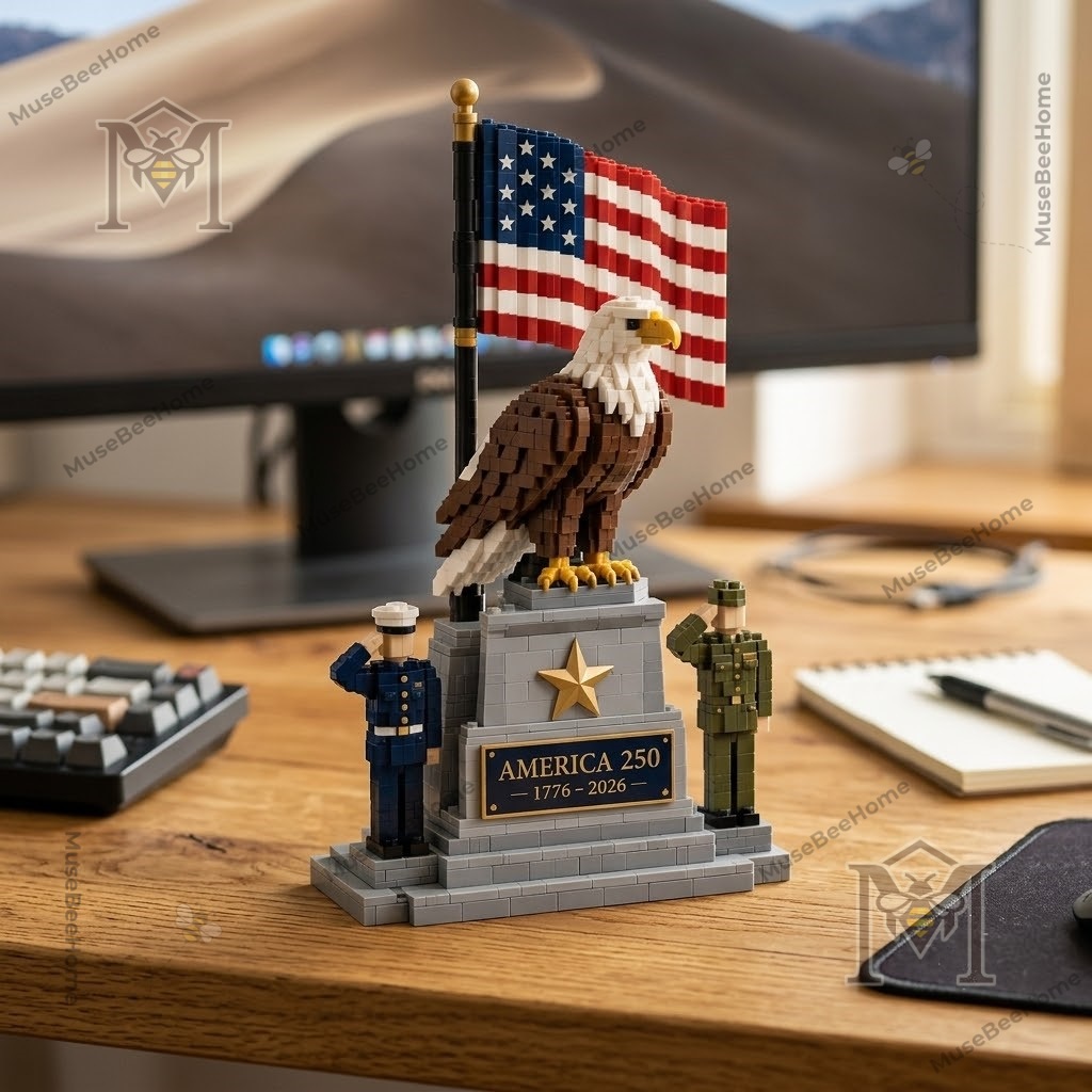 Veterans Day 2026 USA 250th Anniversary Building Block Set - front packaging with patriotic graphics