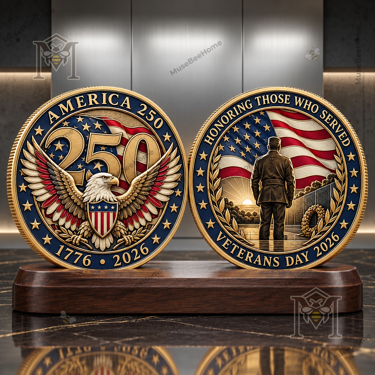 Veterans Day 2026 USA 250th Anniversary Commemorative Coin - eagle side close-up