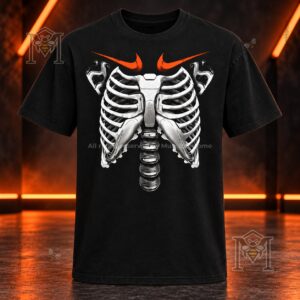 Ja’Marr Chase x Nike Football Skeleton T-Shirt - front view showing centered ribcage graphic