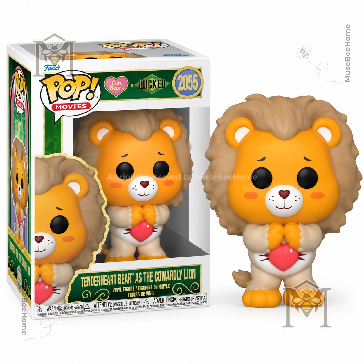 Tenderheart Bear Cowardly Lion Funko Pop Vinyl Figure - front view with collector box