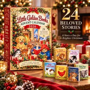 Little Golden Books 2026 advent calendar box with displayed miniature storybooks