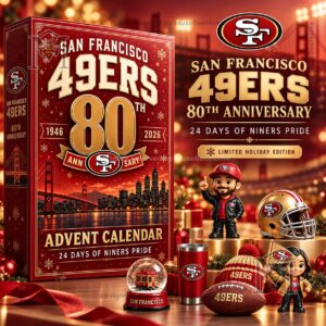 San Francisco 49ers 80th Anniversary 2026 Advent Calendar - front box view with team logo
