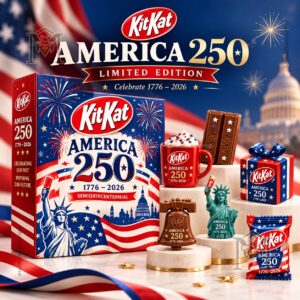 KitKat America 250th Anniversary 2026 Advent Calendar - front packaging with patriotic graphics