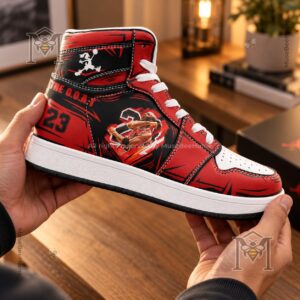 Michael Jordan The GOAT sneakers - close-up of red, black, and white upper
